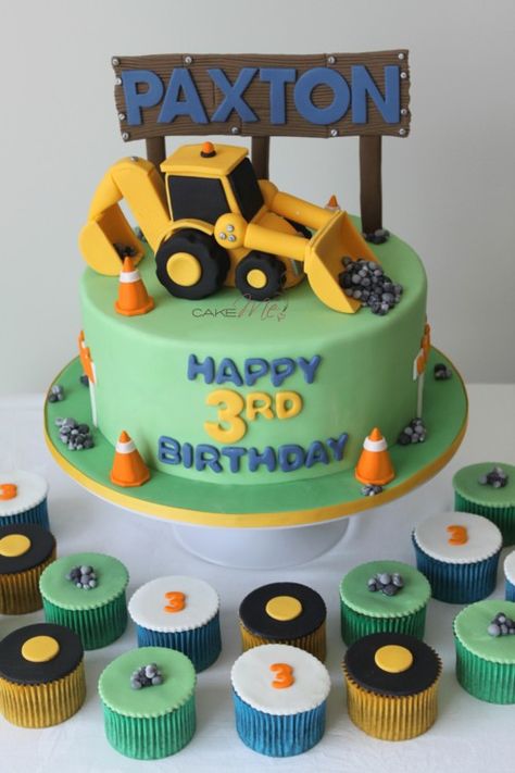 Construction Themed Cake, Bulldozer Cake, Bob The Builder Cake, Excavator Cake, Digger Cake, Construction Birthday Cake, Front End Loader, Boys First Birthday Cake, Tractor Cake