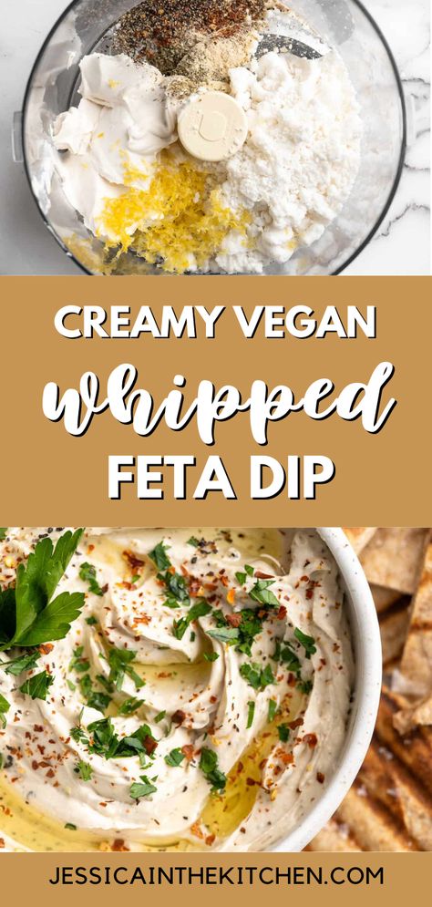 Vegan Whipped Feta Dip, Creamy Vegan Dip, Whipped Tofu Feta, Vegan Feta Dip, Whipped Vegan Feta, Vegan Cheese Dip Easy, Whipped Tofu Dip, Whipped Tofu Recipes, Non Dairy Dips