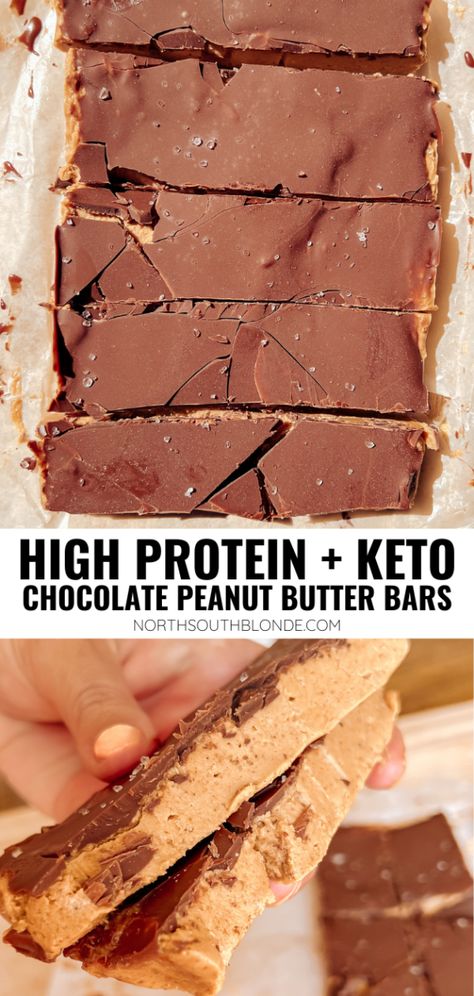 High Protein Chocolate Peanut Butter Bars (GF, Low Carb, Keto) Protein Powder Desserts Low Carb, Keto Friendly Protein Bar Recipes, Pb2 Protein Bar, Low Carb Peanut Butter Bars, Low Cal Protein Bar Recipe, Easy Healthy High Protein Desserts, Low Carb Protein Bars Homemade, High Protein Low Carb Breakfast Bars, Keto Protein Dessert Recipes