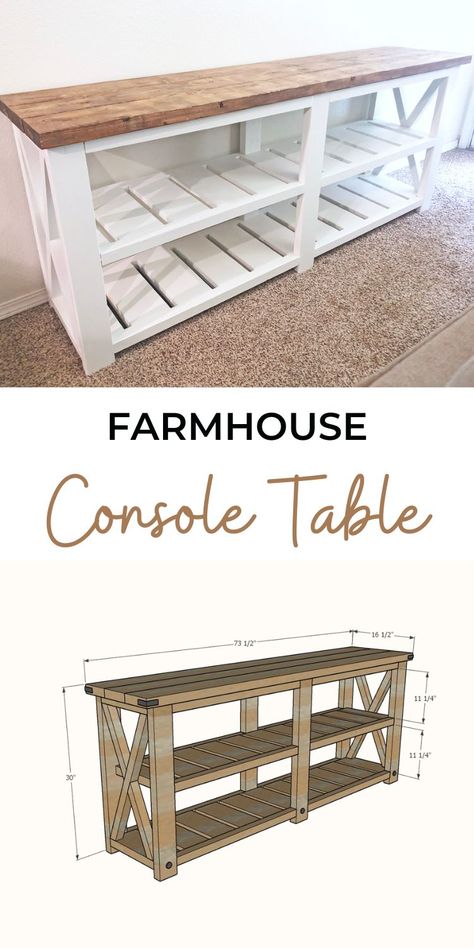 Farmhouse Couch Table, Farm House Entry Way Table, Diy Farmhouse Console Table Plans, Rustic Farmhouse Console Table, Farmhouse Console Table Diy, Farmhouse Sofa Table Diy, Diy Farmhouse Sofa Table, Diy Farmhouse Entryway Table, 1x10 Wood Projects