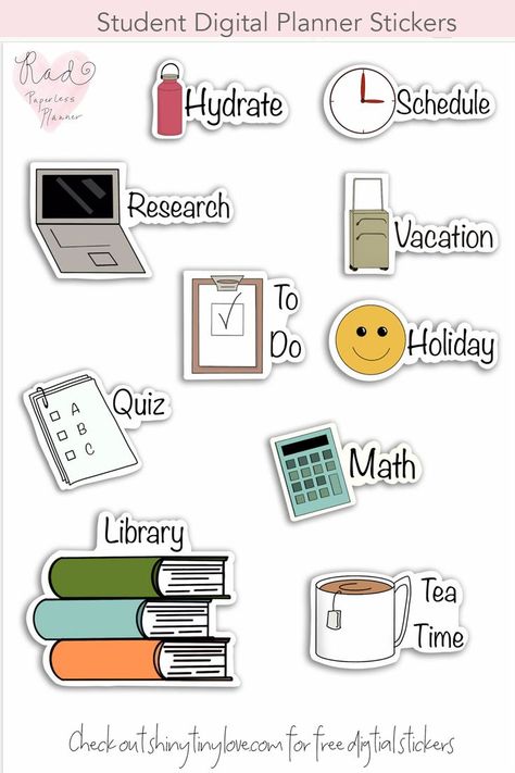 Fun and useful digital planner stickers for students and academics! Digital planning is perfect for students and people on the go. Make it more fun with these cute stickers! Seem more in the Etsy shop RadPaperlessPlanner. Holiday Quiz, Stickers For Students, College Stickers, Digital Planner Stickers, Schedule Planner, Ipad Planner, Best Planners, Student Planner, Digital Planning