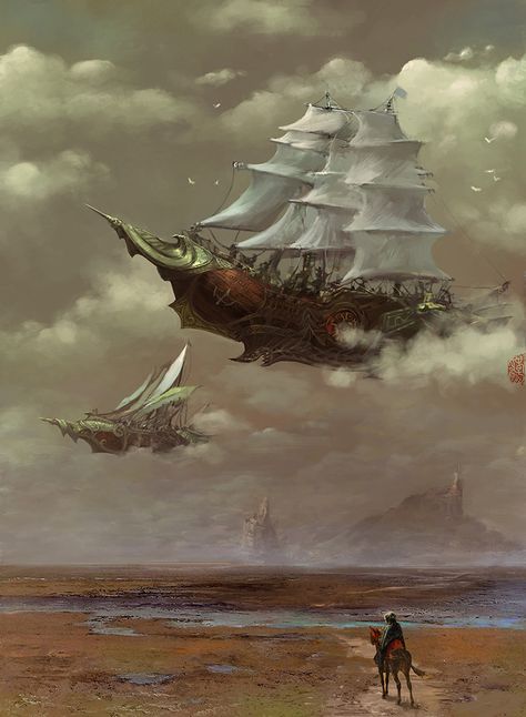 Flying Ship, Steampunk Airship, Steampunk Stuff, Steampunk Tendencies, Arte Steampunk, Art Steampunk, Divination Cards, Digital Art Gallery, Virtual Museum