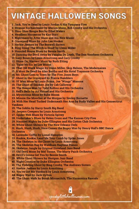 Spooky Season Songs, Vintage Halloween Playlist, Vintage Halloween Movies, Halloween Party Craft Ideas, Spooky Playlist, Spooky Songs, October Songs, Old Halloween Aesthetic, Diy Vintage Halloween