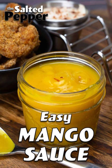 Easy mango sauce with just the right balance of sweet and heat. Perfect sauce for shrimp or fish tacos. Mango Sauce For Shrimp, Mango Sauce For Fish, Mango Sauce For Chicken, Mango Sauce Recipe, Sauce For Shrimp, Sauce For Fish, Fish Taco Sauce, Thai Mango, Wing Sauce Recipes