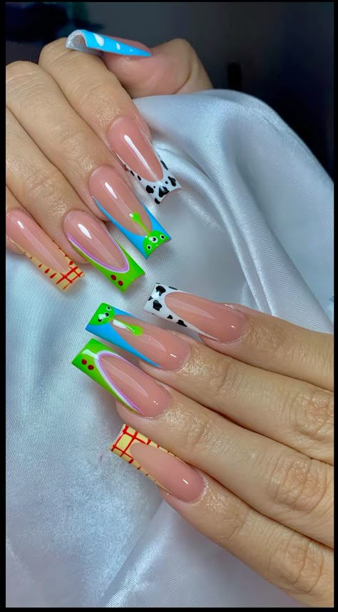 Toy Story Nails, Nails Design With Rhinestones, Disney Nails, Acrylic Nails Coffin Short, Get Nails, Short Nail Designs, Acrylic Nails Coffin, Square Acrylic Nails, Best Acrylic Nails