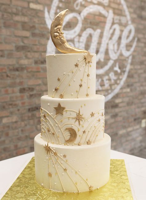 Celestial Wedding Theme, Sweet Sixteen Cakes, Starry Night Wedding, 16 Birthday Cake, Moon Wedding, Celestial Wedding, Gorgeous Wedding Cake, Moon Cake, Wedding Mood Board