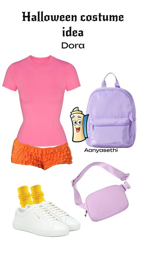 Dora Halloween Costume, Work Group Halloween Costumes, Dora The Explorer Costume, Dora Costume, Dora Outfit, Hallo Costumes, Dora Outfits, Unique Couple Halloween Costumes, Trio Halloween Costume Ideas