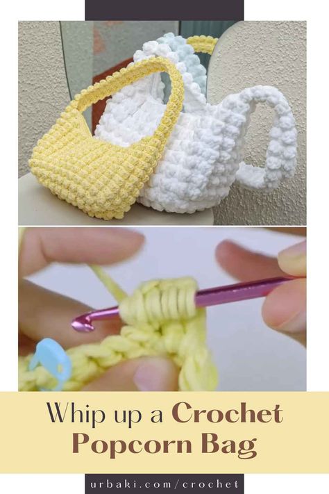 where creativity and practicality merge to bring you delightful handmade items. In this crochet popcorn bag tutorial, you'll discover how to make a charming and functional bag that's perfect for carrying small essentials or adding a touch of whimsy to your outfit. The popcorn stitch is a classic crochet technique that creates a bumpy, textured pattern resembling popped kernels of corn. This tutorial will guide you step by step through the process of incorporating the popcorn... Crochet Bag Small Free Pattern, Mini Purse Crochet Pattern, Crochet Mini Handbag Free Pattern, Small Crochet Bag Tutorial, Mini Crochet Bag Pattern, Small Crochet Bag Free Pattern, Mini Crochet Bags Free Pattern, Small Bag Crochet Pattern Free, Small Crochet Bag Pattern