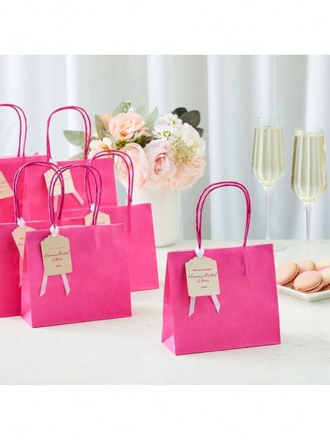 50 Pack Mini Pink Gift Bags With Handles, Bulk Kraft Party Favor Bags (6 X 5 X 2.5 In)I discovered amazing products on SHEIN.com, come check them out! Pink Goody Bags Party Ideas, Pink Party Theme Ideas, Pink Goodie Bags, Bachelorette Party Pink, Pink Gift Bags, Pink Party Theme, Pink Party Favors, Pink Bachelorette Party, Mini Gift Bags