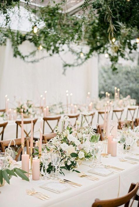 Blush Wedding Colors, Rustic Wedding Decorations, Floral Wedding Decorations, Elegant Wedding Reception, Flowers And Greenery, Winter Wedding Decorations, Stella York, Romantic Garden, Wedding Table Settings