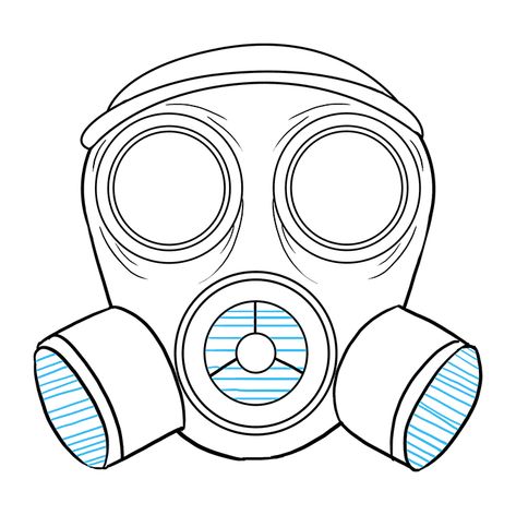 How to Draw a Gas Mask Step 09 Gas Mask Drawing, Mask Coloring Page, Scary Coloring Pages, Gas Mask Art, Free Printable Coloring Sheets, Profile Drawing, Mask Drawing, Animal Hoodie, Kids Print