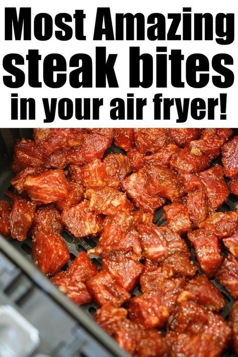 Air Fryer Steak Bites, Steak Bites Recipe, Air Fryer Steak, Air Fried Food, Air Fryer Oven Recipes, Air Fry Recipes, Air Fryer Dinner Recipes, Steak Bites, Makanan Diet