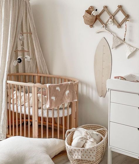 Stokke Sleepi Nursery, Woodland Theme Bedroom, Stokke Crib, Mini Crib Nursery, Oval Crib, Kids Cot, Baby Cot Bedding, Nursery Room Design, Nursery Room Inspiration