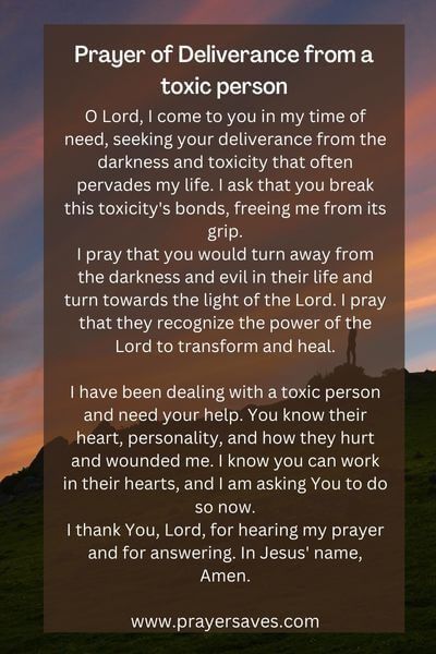 Prayer of Deliverance from a toxic person Prayers For Dealing With Toxic People, Prayer Against Narcissism, Detachment Prayer, Deliverance Prayers Spiritual Warfare, Prayer Doodles, Psalm Magic, Prayer For Deliverance, Repentance Prayer, Godly Messages