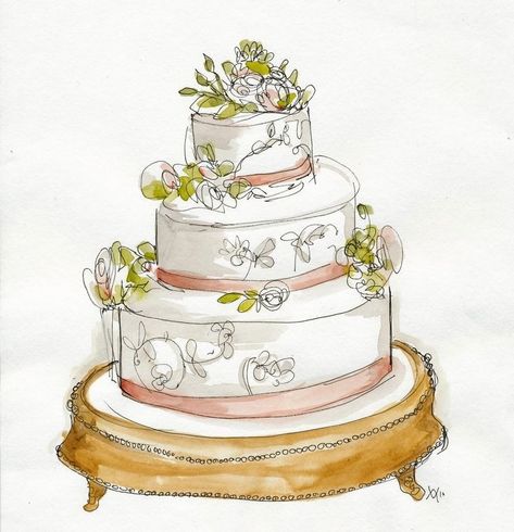 Wedding Cake Cartoon, Wendy Mcnaughton, Wedding Cake Drawing, Wedding Drawings, Cake Drawings, Wedding Cake Illustrations, Cake Pen, Wedding Cake Clipart, Cakes Clipart