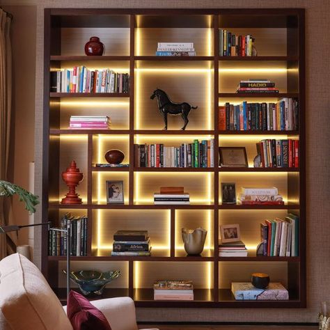 BRADBOURNE | Icon Architects Home Library Rooms, Bookcase Lighting, Bedroom Victorian, Bookshelves In Living Room, Bookcase Design, Home Library Design, Bookshelf Design, Wall Bookshelves, Dream House Interior