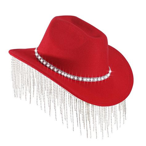 PRICES MAY VARY. ✨Comfortable Material - This hat is made of 65% cotton and 35% polyester, which is lightweight and skin-friendly. It is comfortable to wear for a long time without feeling uncomfortable and is very affordable and durable ✨Exquisite Design - The rhinestones of this cowboy hat sparkle under the light and combine fashion elements to make you the center of attention, perfect for everyday or party wear ✨Size - The head circumference of the hat is 56-58cm/22-22.8 inches, which is suit Bling Cowgirl Hat, Feeling Uncomfortable, Rhinestone Cowgirl, Fashion Elements, Rhinestone Fringe, Hat Wide Brim, Western Cowboy Hats, Cowgirl Cowboy, Human Head