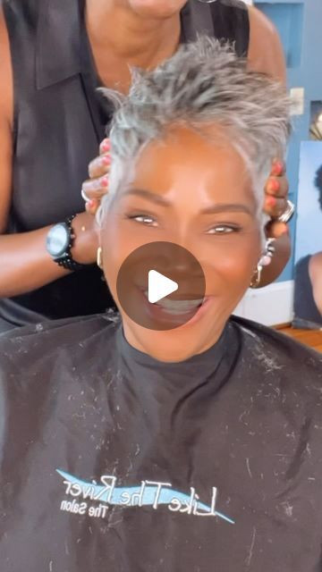 Najah Aziz on Instagram: "Can I upgrade you to grey? 😎  #najahongrey #liketheriversalon  #greyhair" Gray To Platinum Hair, Gray Hair Black Highlights, Salt And Pepper Bob Black Women, Outfits For Grey Hair, Salt And Pepper Hair Black Women, Dove Grey Hair, Grey Afro Hair, Grey Natural Hair Black Women, Natural Grey Hair Styles