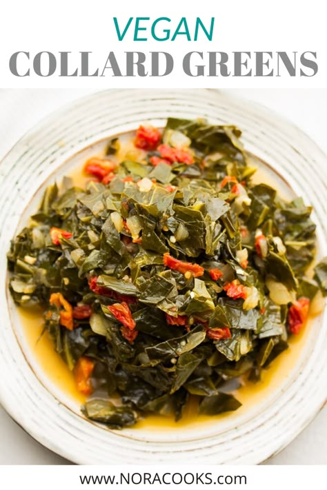 Classic Southern Vegan Collard Greens, so flavorful you'll want to eat the whole pot! #vegan #plantbased Instant Pot Collard Greens Recipe, Instant Pot Collard Greens, Vegan Collard Greens, Southern Style Collard Greens, Nora Cooks, Vegan Jambalaya, Vegan Cornbread, Southern Greens, Collard Greens Recipe