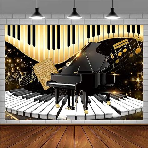 Amazon.com : EMDSPR Piano Backdrop, 7x5ft, Piano Keyboard Golden Musical Notes Photography Background Music Theme Birthday Baby Shower Party Supplies Cake Table Banner Photo Booth Props BJOKPR0302 : Electronics Music Themed Backdrop, Notes Photography, Music Theme Birthday, Table Banner, Smart Food, Music Themed Wedding, Banner Photo, Piano Bar, Piano Keyboard