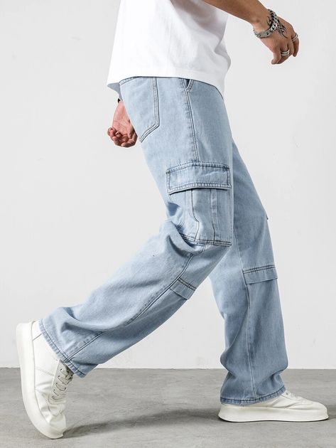 Men Baggy Outfit, Denim Cargo Pants Outfit, Cargo Outfit Men, Cargo Jeans Outfit, Cargo Pants Outfit Men, Baggy Outfits, Baggy Fashion, Mens Jeans Fit, Baggy Outfit Ideas