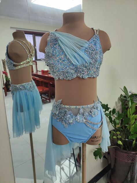 Lyrical Dance Costumes Solo, Dancewear Patterns, Lyrical Dance Costumes, Solo Dance Costumes, Cute Dance Costumes, Trio Costumes, Blues Dance, Contemporary Dance Costumes, Custom Dance Costumes