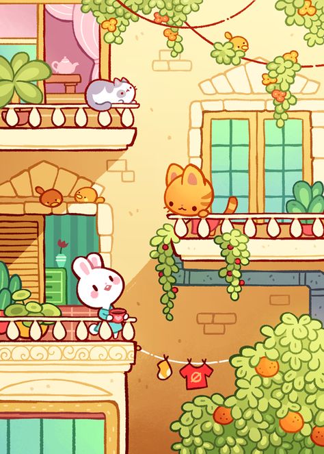 Cat Game, Arte Do Kawaii, Cute Kawaii Drawings, Kawaii Wallpaper, Cute Backgrounds, Fantasy Illustration, Kawaii Drawings, Cute Animal Drawings, Kawaii Art