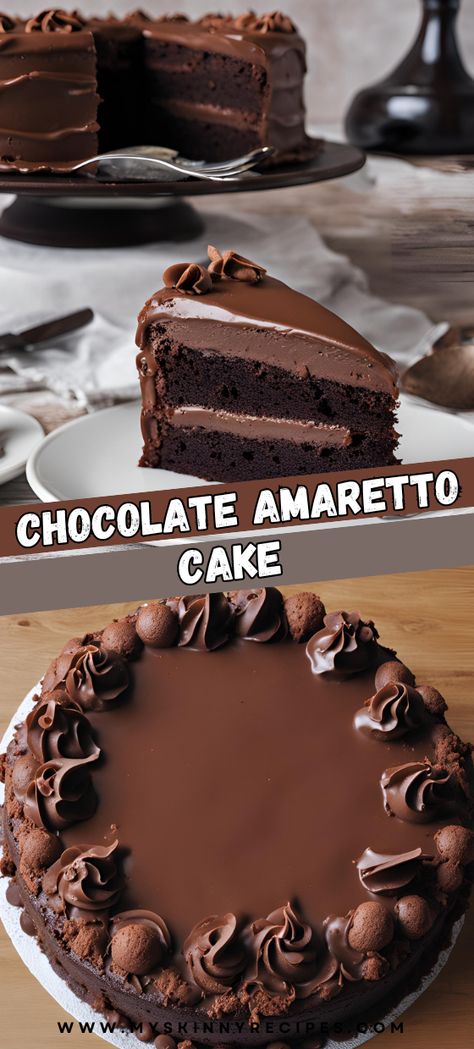 🍫🍰 Indulge in the luxurious blend of rich chocolate and smooth amaretto with this Chocolate Amaretto Cake! Moist chocolate layers paired with creamy amaretto frosting and topped with a decadent chocolate ganache make for a perfect dessert. Ideal for any celebration or a special treat! #ChocolateAmarettoCake #DecadentDesserts #BakingJoy #AmarettoLovers #myskinnyrecipes  🍫✨ Chocolate Amaretto Cake, Almond Amaretto Cake, Amaretto Desserts, Amaretto Brownies, Amaretto Frosting, Amaretto Cake Recipe, Cranberry Orange Cheesecake, Amaretto Cake, Unfrosted Cake