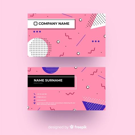 Memphis style business card template Free Vector | Free Vector #Freepik #vector #freebusiness-card #freebusiness #freevintage #freeabstract Cue Card, Card Template Free, Cue Cards, Memphis Style, Card Templates Free, Graphic Editing, Templates Downloads, Business Card Template, Vector Photo