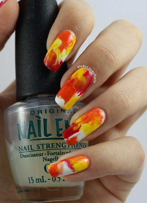 Red And Yellow Nails Acrylic, Red Yellow And White Nails, Yellow Orange And White Nails, Red And Yellow Nail Designs, Orange Yellow White Nails, Yellow Red Nails, Red Yellow Nails Art Designs, Yellow And Red Nails, Orange Red Yellow Nails