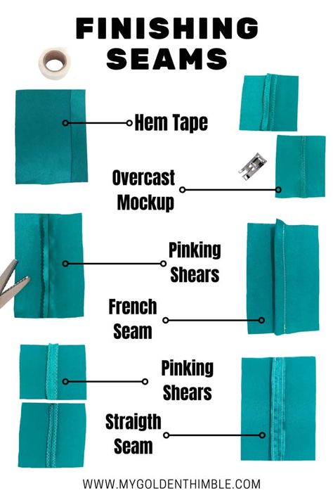 8 Ways to Easily Finish Seams without a Serger like a Professional. Finishing Seams Without A Serger, Serge Without A Serger, How To Finish Seams Without A Serger, How To Serger Without A Serger, Seam Finishes Haute Couture, Easy Clothes To Sew For Beginners, Sewing Corners, Pant Patterns, Serger Stitches