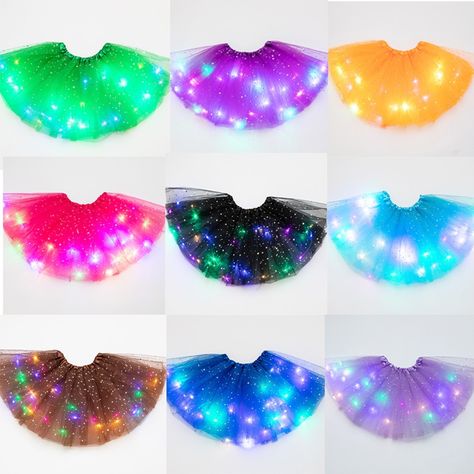 Led Glow Lights, Led Tutu, Light Girls, Dance Wear Ballet, Kids Light, Fluffy Skirt, Tutu Skirts, Costume Ball, Princess Tutu