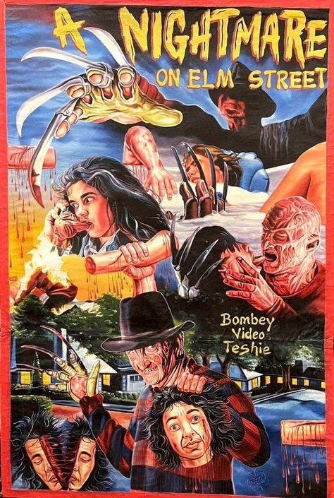 A Nightmare on Elm Street (1984) Ghana poster art Nightmare On Elm Street Art, Dream Warriors, New Nightmare, Dream Master, John Waters, A Nightmare On Elm Street, Horror Movie Art, Elm Street, Nightmare On Elm Street