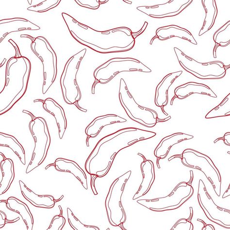 Pepper vector seamless pattern. Spicy Background, Chili Pepper Clipart, Pepper Illustration, Pepper Tattoo, Fineline Tattoo, Human Canvas, Red Cap, White Patterns, Tattoos And Piercings