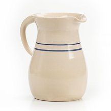 Heritage Blue Stripe Stoneware Pitcher Shaker Home, Hand Thrown Pottery, Thrown Pottery, Ceramic Pitcher, Kitchen Themes, Pottery Wheel, New Beds, Hand Thrown, Food Storage Containers