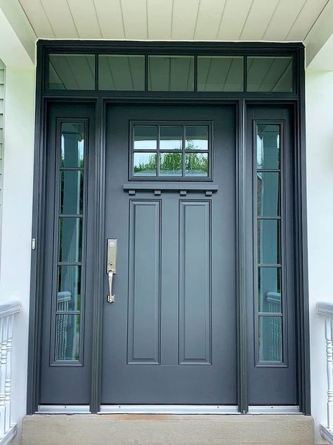 Pella Front Door, Front Door Systems, Front Door Sidelights, Front Door Options, Pella Doors, Craftsman Front Door, Exterior Doors With Sidelights, Front Door With Sidelights, Shutter Ideas