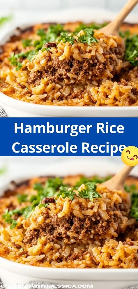 Craving a comforting dinner idea? This easy Hamburger Rice Casserole Recipe is packed with flavor and requires minimal prep time, making it an ideal choice for quick beef dinners that please everyone at the table. Ground Beef And Veggies, Hamburger Rice Casserole, Hamburger Rice, Ground Beef Rice, Yummy Casserole Recipes, Beef Dinners, Beef Rice, Rice Casserole Recipes, Easy Hamburger