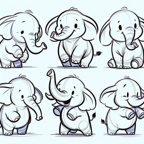 CodyRobertsWorkshop - Etsy Canada Elephant Doodle Art, Cute Elephants Drawings, Cute Elephant Drawings, Cute Elephant Art, Cute Elephant Illustration, Elephant Cartoon Images, Draw Elephant, Elephant Line Drawing, Elephant Doodle