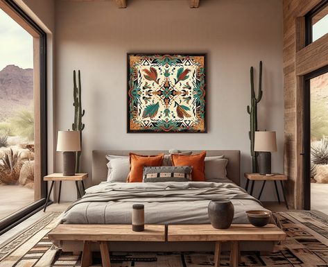 Southwest Style Art Print Western Wall Art, Neutral Home Decor, Southwest Inspired Fine Art Poster, Southwest Wall Art, Ethnic Aztec Art - Etsy Southwest Theme Bedroom, Southwest Chic Decor, Southwest Boho Bedroom, Desert Inspired Bedroom, Boho Southwest Decor, Modern Southwest Bedroom, Southwestern Interior Design, Aztec Bedroom, Modern Western Home Decor