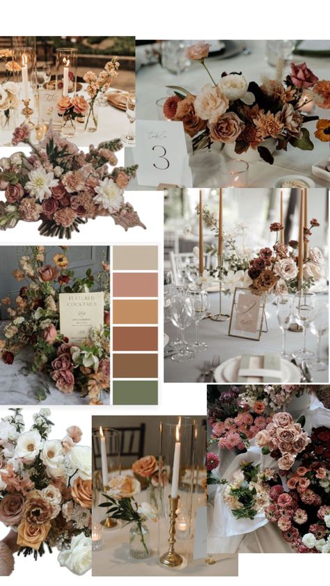 Rose Brown Wedding Theme, Muted Earth Tone Color Palette Wedding, Neutral Wedding Colors Decor, September Wedding Themes Color Palettes, Taupe Color Wedding, Muted Tones Wedding, Wedding Ideas Brown Color Schemes, Pink And Brown Wedding Decorations, Cool Toned Wedding Colour Palettes