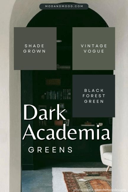 Dark Academia Aesthetic Paint, Dark Green Moody Room, Dark Aesthetic Color Pallet, Dark Moody Decor Diy, Behr Dark Academia, Gothic Home Paint Colors, Deep Moody Color Palette, Sw Nightwatch, Dark Academia Behr Paint