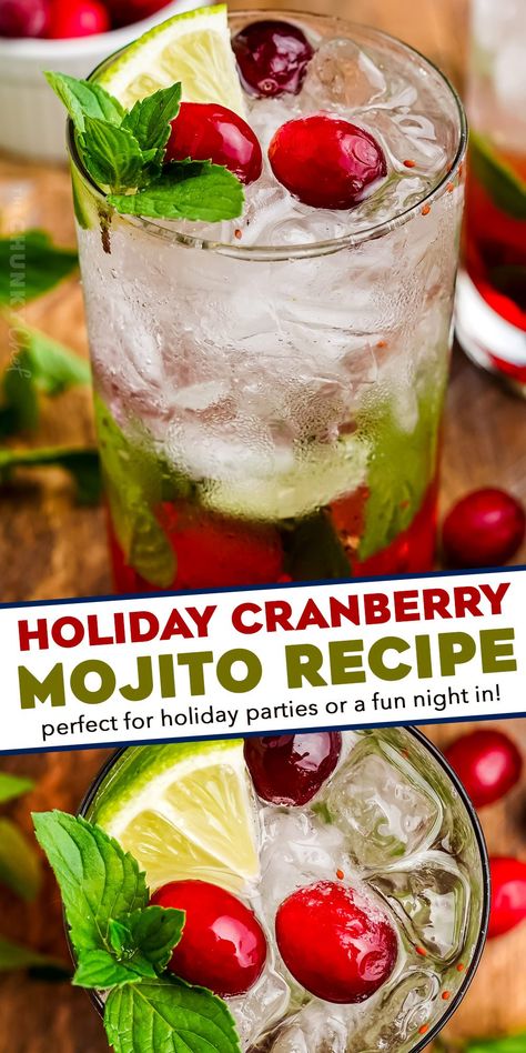 Aperitif, Cranberry Mojito, Alcoholic Drinks Vodka, Mojito Recipe Pitcher, Kahlua Drinks, Cranberry Simple Syrup, Drinks Vodka, Mojito Cocktail, Mojito Recipe