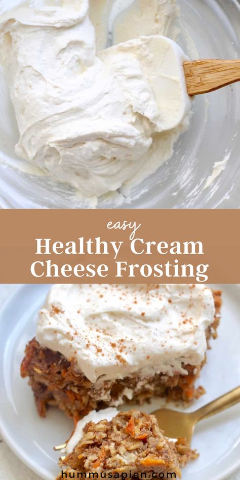 Cream Cheese Frosting With Maple Syrup, Healthy Cream Cheese Frosting Recipe, Maple Syrup Desserts Healthy, Healthy Maple Syrup Recipes, Low Cal Cream Cheese Frosting, Healthy Cream Cheese Icing, Healthy Carrot Cake Frosting, Cottage Cheese Frosting Recipe, Healthy Birthday Dessert Ideas