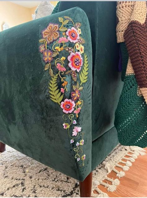 Embroider Couch, Embroidered Furniture Repair, Embroidery Furniture Repair, Embroider Couch Repair, Embroidery On Couch, Embroidered Couch Repair, Couch Patch Ideas, Couch Embroidery Repair, Sofa Repair Ideas