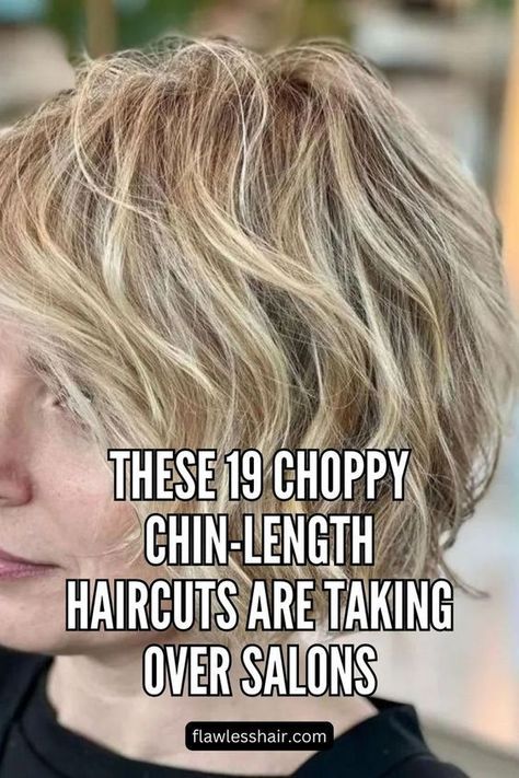 The choppy layered chin-length cut will enhance the wavy texture of your hair and give you that natural look. @ceronhairstudio Short Choppy Layered Hair, Chin Length Cuts, Chin Length Haircuts, Choppy Haircuts, Choppy Bob Haircuts, Textured Haircut, Layered Bob Short, Layered Bob Haircuts, Thick Wavy Hair