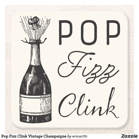 Pop Fizz Clink, Paper Coaster, Square Paper, Happy Wedding, Vintage Inspired Design, Party Hats, New Years Eve, Engagement Party, Birth Announcement