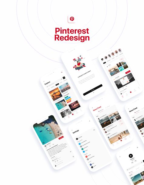 I hope that these redesign decisions improve clarity in the Pinterest app and help people find inspiration through existing pins, and lead them to feel compelled to create pins of their own! App Redesign, Pinterest App, Ui Design Website, Interactive Design, Help People, Ui Design, Mood Boards, Helping People, To Create