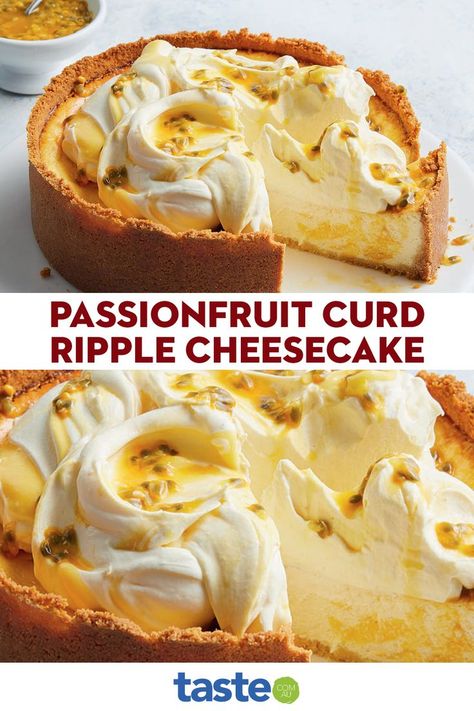 Cheesecake Recipes, Fruit Recipes, Dessert Recipes, Passionfruit Curd, Passionfruit Recipes, Yummy Cheesecake, Cheesecake Recipes Classic, Sweet Pie, Food Cakes