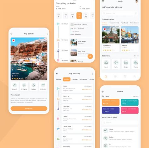 Travel Planner Mobile App UI Kit Template SKETCH, FIG, XD Travel Ux Design, Travel Booking App, Travel App Color Palette, Travel Ui Design Mobile App, Travel Ui Design, Travel App Ui Design, Travel Planner App, Travel App Design, App Wireframe