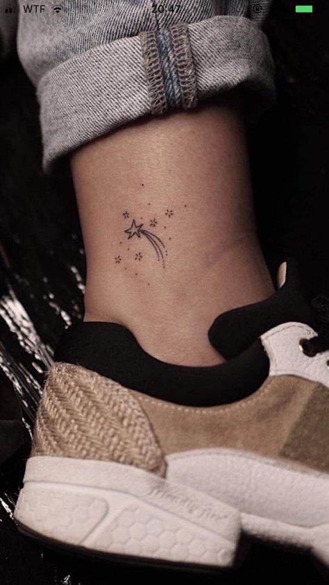 Ankle Tattoo Stars, Star Ankle Tattoo, Mini Star Tattoo, Star Tattoo Ideas, Anklet Tattoo, Small Star Tattoos, Tattoo Samples, Stick Tattoo, Anklet Tattoos